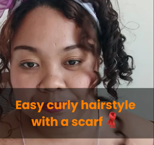 Easy curly hairstyle with a scarf