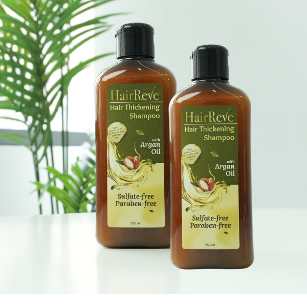 HairReve Hair Thickening Sulfate-Free SHAMPOO with Argan Oil, 8 Herb Extracts & Essential Oils - Twin Pack