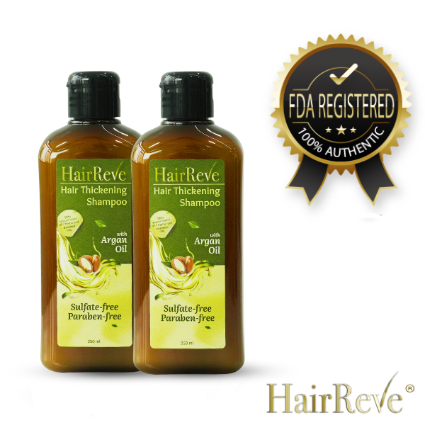 HairReve Hair Thickening Sulfate-Free SHAMPOO with Argan Oil, 8 Herb Extracts & Essential Oils - Twin Pack