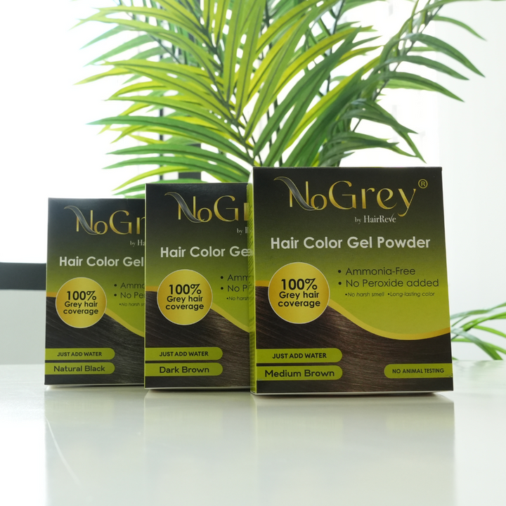 NoGrey HAIR COLOR Gel Powder by HairReve - Peroxide Free, Ammonia Free