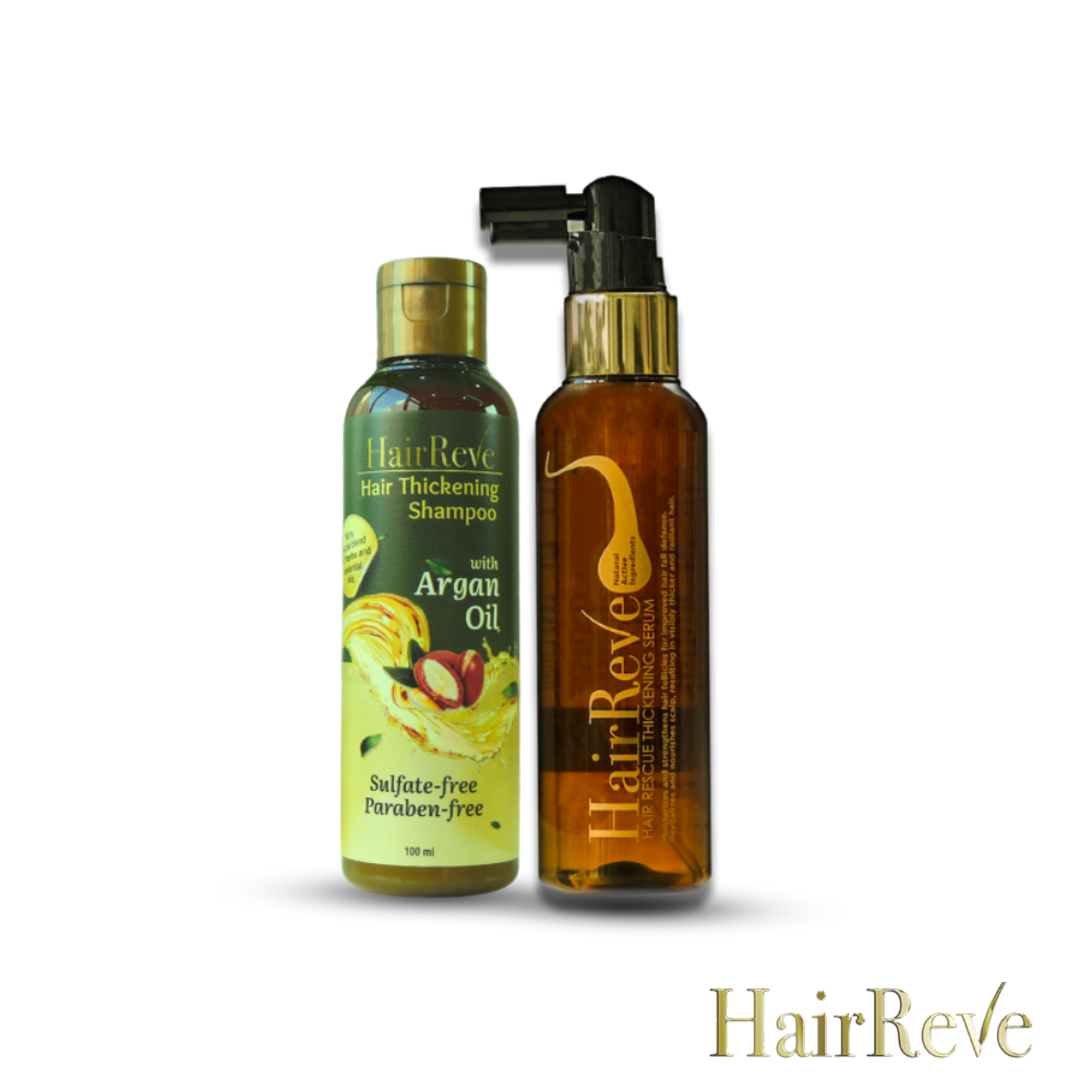 HairReve Hair Thickening SERUM & Sulfate-Free SHAMPOO Bundle (Reduce Hair Fall, Thicker Stronger Hair)