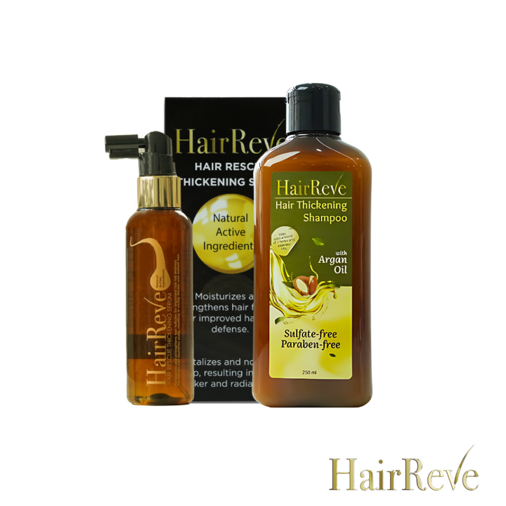 HairReve Hair Thickening SERUM & Sulfate-Free SHAMPOO Bundle (Reduce Hair Fall, Thicker Stronger Hair)