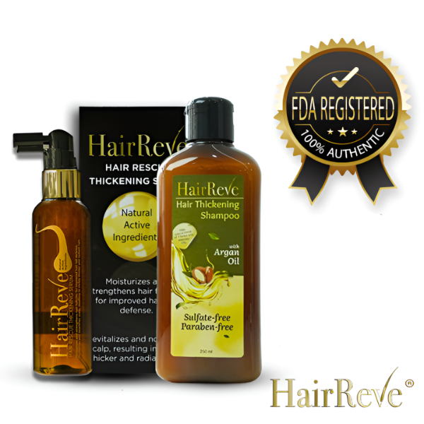 HairReve Hair Thickening SERUM & Sulfate-Free SHAMPOO Bundle (Reduce Hair Fall, Thicker Stronger Hair)