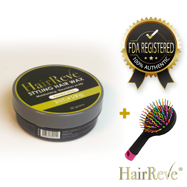 Hairreve Styling Hair Wax - Texturizing Flexible Hold + Hair Brush - Moisturize & Nourish Your Scalp with Style - HairReve