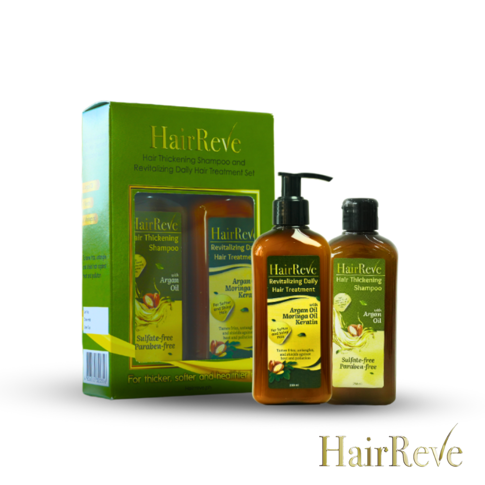 HairReve Green Gift Set - Sulfate-Free SHAMPOO (250ml) & Revitalizing Daily Hair TREATMENT