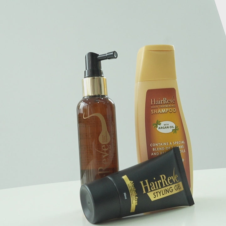 Hairreve Hair Thickening Serum, Sulfate-Free Shampoo & Styling Wax or Gel Bundle