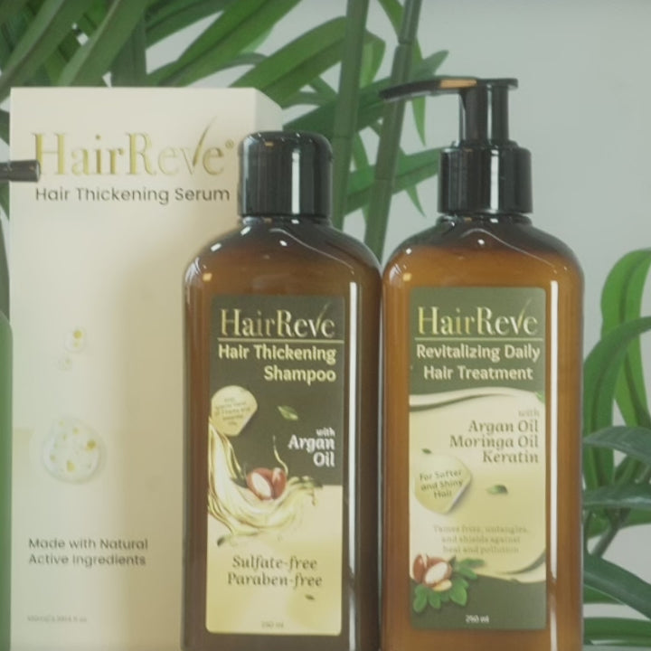HairReve OPTIMA Hair Thickening SERUM, Sulfate-Free SHAMPOO (250ml) & Revitalizing Daily Hair TREATMENT