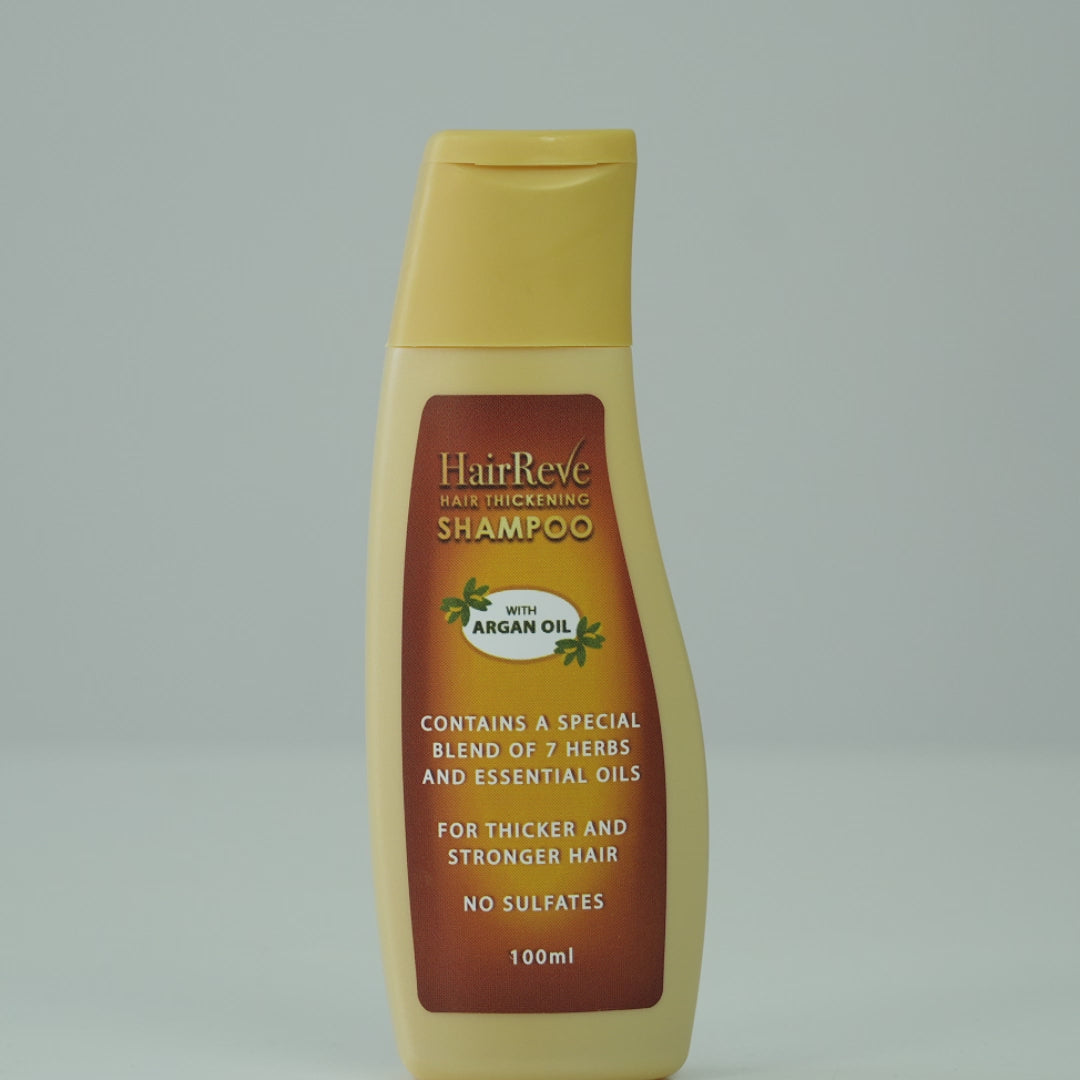 Hairreve Hair Thickening Sulfate-Free Shampoo with Argan Oil, 8 Herb Extracts & Essential Oils - 100ml