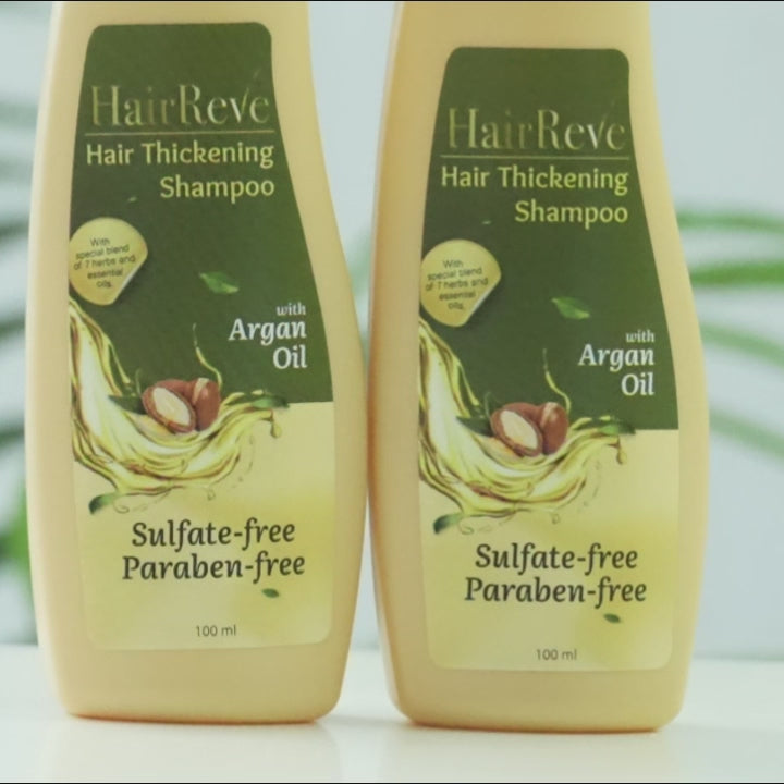 HairReve Hair Thickening Sulfate-Free SHAMPOO with Argan Oil, 8 Herb Extracts & Essential Oils - Twin Pack