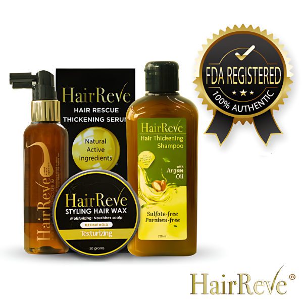 HairReve Hair Thickening SERUM, Sulfate-Free SHAMPOO & Styling WAX Bundle