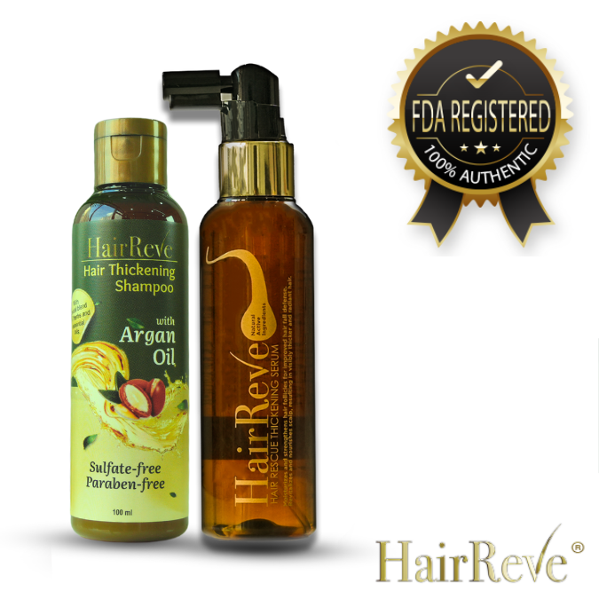 HairReve Hair Thickening SERUM & Sulfate-Free SHAMPOO Bundle (Reduce Hair Fall, Thicker Stronger Hair)