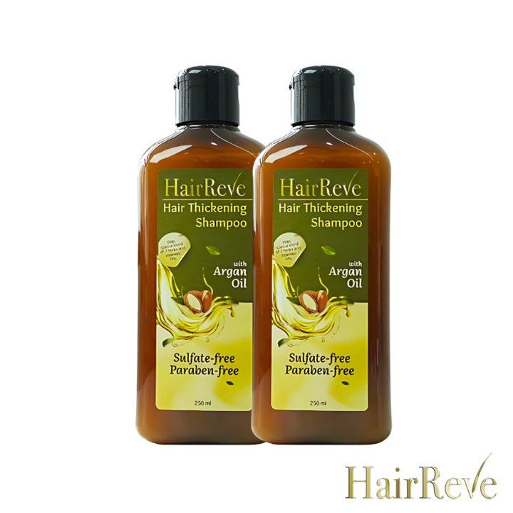 HairReve Hair Thickening Sulfate-Free SHAMPOO with Argan Oil, 8 Herb Extracts & Essential Oils - Twin Pack