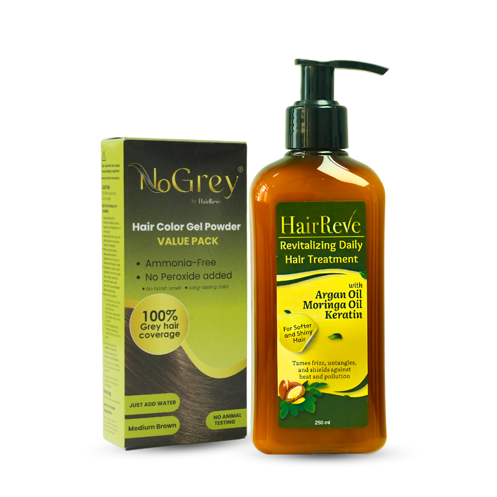 NoGrey HAIR COLOR Value Pack + HairReve  Hair TREATMENT Bundle